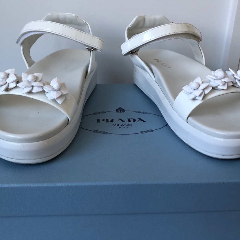 PRADA Patent Leather Platform Sandals